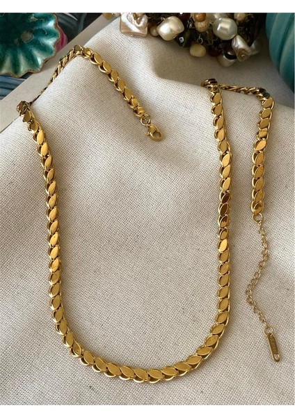 Çelik Arpa Desenli Zincir Gold Kolye 65 cm indirimleri