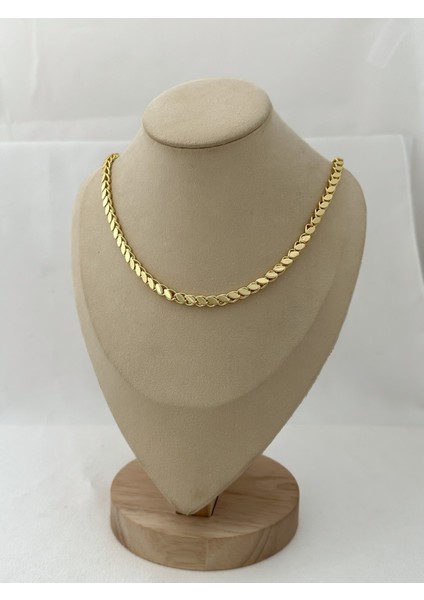 Çelik Arpa Desenli Zincir Gold Kolye 65 cm