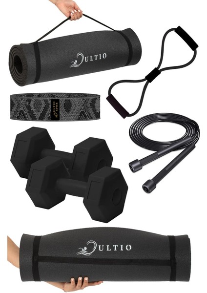 10 mm Pilates Minderli Harika Pilates Seti Fitness Dambıl Pilates Lastiği Atlapa Ipi