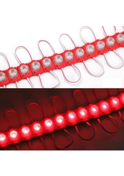 Kırmızı LED Mercek 1.5W 12V, Direk Güçlü Işık, Kendinden Yapışkanlı, 10 Adet