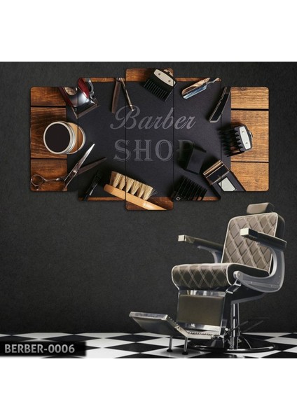 Renkli 5 Parçalı Mdf Berber Tablosu, Şık ve Kullanışlı Dekoratif Set