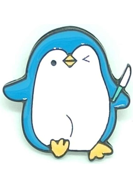 Penguen Rozet Model 4. Mineli, Metal. Pin, Kadın Broş, Unisex Rozet. Çanta Süsü.