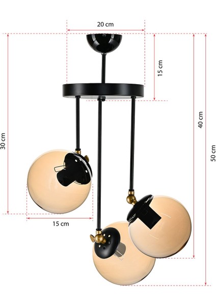Modern Üçlü Avize, Cam Gövde, Siyah Şık Tasarım, Şık Aydınlatma Seçeneği modelleri