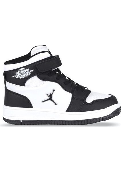 25C.HAYKAT Siyah-Beyaz Bilekli Cırtlı Ortopedik Sneaker Erkek Çocuk Spor Ayakkabı