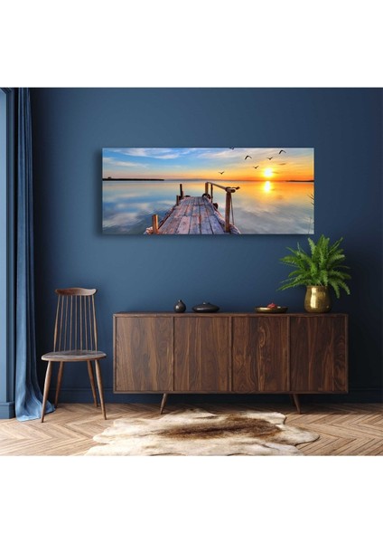 Çok Renkli Deniz ve Gün Batımı Manzaralı Kanvas Tablo D17