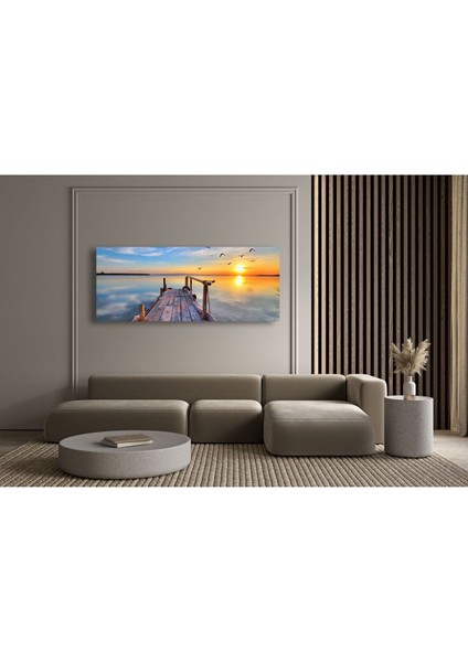 Çok Renkli Deniz ve Gün Batımı Manzaralı Kanvas Tablo D17 fiyatları