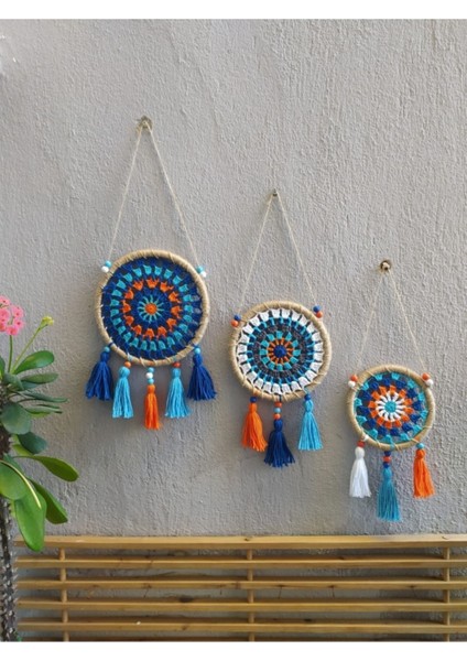 El Emeği Makrome Mandala Seti, Özel Tasarım, Balkon ve Bahçe Duvar Süsü