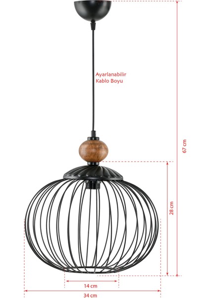 Siyah Sarkıt Avize, Ahşap Detaylı, Şık ve Modern Tasarım fiyatları