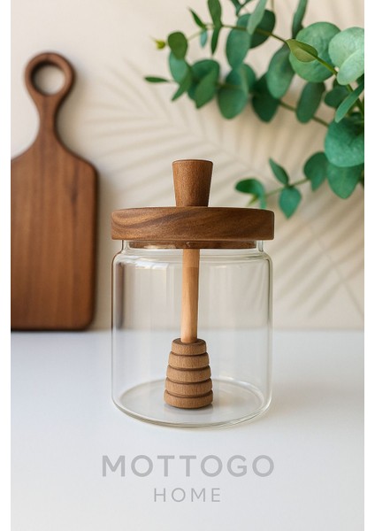 Kapağıyla Şık 450 ml Cam Bal Kavanozu, Doğal ve Kullanışlı Tasarım