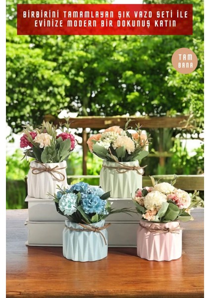 Dekoratif Vazo Seti Obje Ev Dekorasyon Masa Üstü Dekor Vazo Seti Model 52