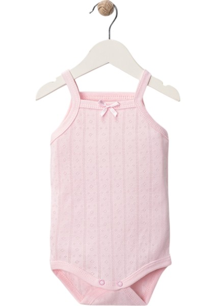 Ip Askılı Jakarlı Çıtçıtlı Body Pembe