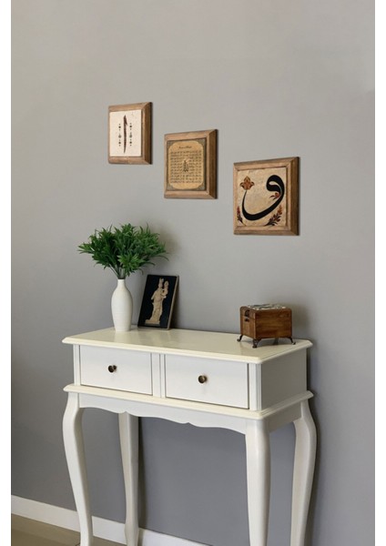 Renkli 3'lü Ahşap Çerçeveli Taş Tablo Seti 28X28 cm fiyatları