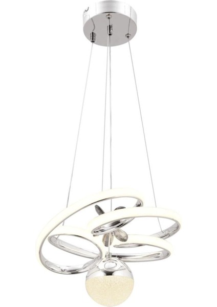 Modern Gümüş LED Avize, Kumandalı, Üç Renk, Şık ve Şık Tasarım