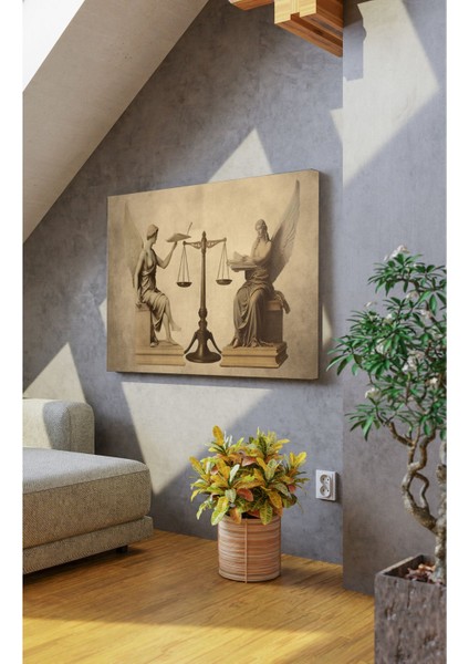 Renkli Adalet Terazisi Dekoratif Kanvas Tablo, Şık ve Modern Duvar Dekoru fiyatları