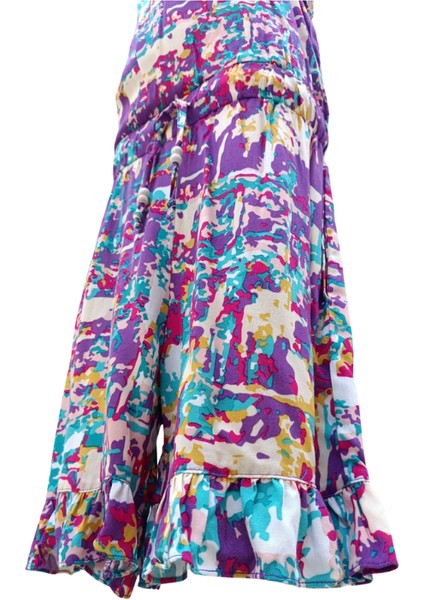 Kız Çocuk Şort Tulum Elbise – %100 Viskoz, Ayarlanabilir Boncuklu Askılı, Beli Lastikli, Paçalar Fırfırlı ve Cepli indirimleri