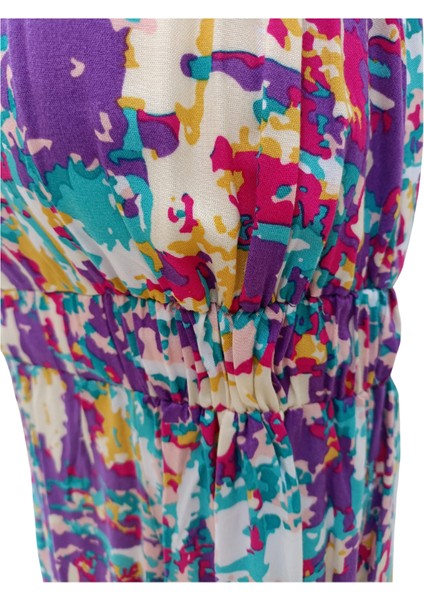 Kız Çocuk Şort Tulum Elbise – %100 Viskoz, Ayarlanabilir Boncuklu Askılı, Beli Lastikli, Paçalar Fırfırlı ve Cepli