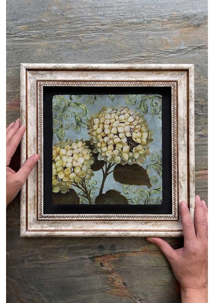 30X30 cm Çok Renkli Ortanca Çiçeği Taşlı Çerçeveli Duvar Tablosu fiyatları