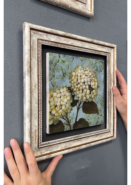 30X30 cm Çok Renkli Ortanca Çiçeği Taşlı Çerçeveli Duvar Tablosu modelleri