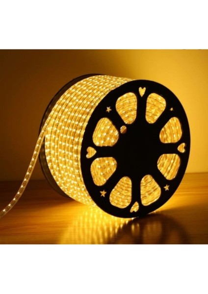 220V LED Şerit Işık 5050 3 Çip Amber 60 LED Hortum Şerit Armatür