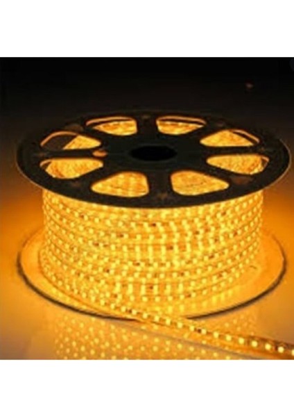 220V LED Şerit Işık 5050 3 Çip Amber 60 LED Hortum Şerit Armatür fiyatları