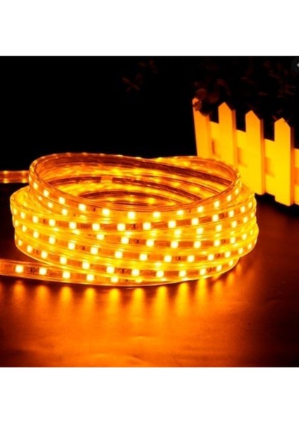 220V LED Şerit Işık 5050 3 Çip Amber 60 LED Hortum Şerit Armatür modelleri