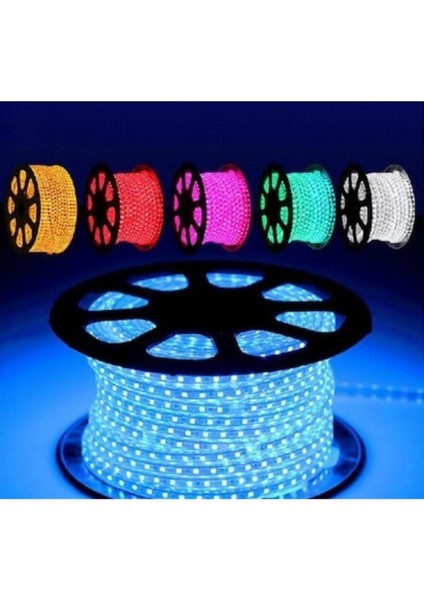 220V LED Şerit Işık 5050 3 Çip Amber 60 LED Hortum Şerit Armatür fırsatları