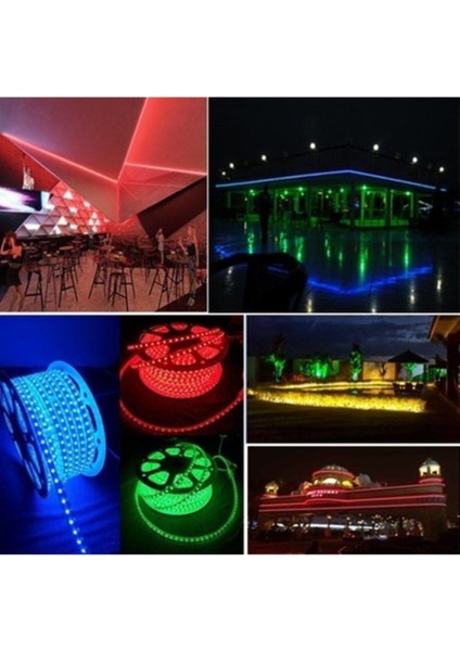 220V LED Şerit Işık 5050 3 Çip Amber 60 LED Hortum Şerit Armatür indirimleri