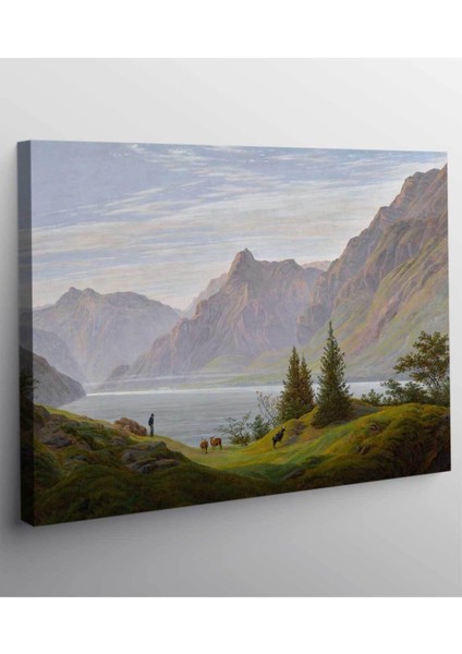 Renkli Dağ ve Göl Manzarası Kanvas Tablo, Doğa Temalı Dekorasyon Parçası