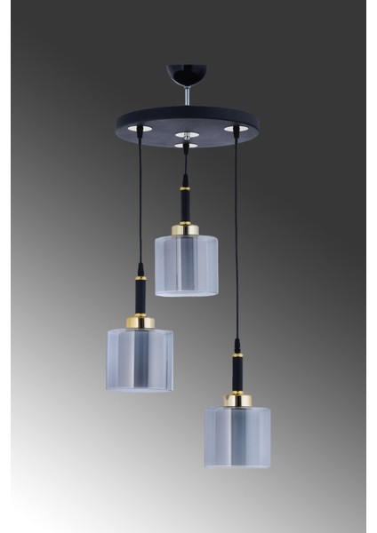 Siyah 3'lü Çift Camlı Sarkıt Tepsi Avize, Modern ve Şık Tasarım fiyatları