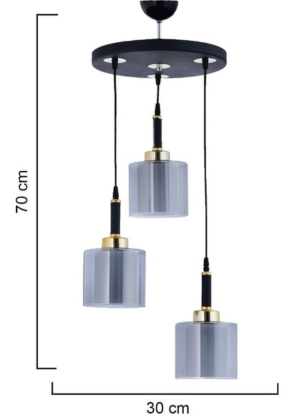 Siyah 3'lü Çift Camlı Sarkıt Tepsi Avize, Modern ve Şık Tasarım fırsatları