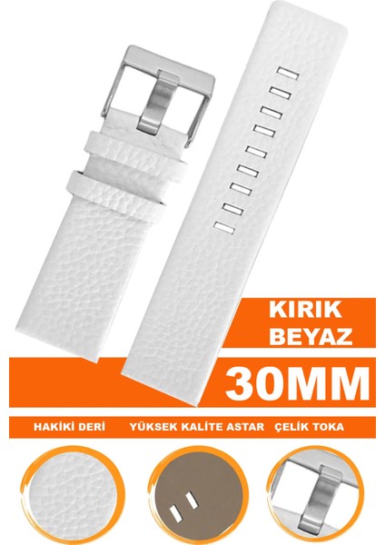 22MM 24MM 26MM 27MM 28MM 29MM 30MM 32MM Diesel Saat Uyumlu Beyaz Renk Deri Saat Kordonu Dzs