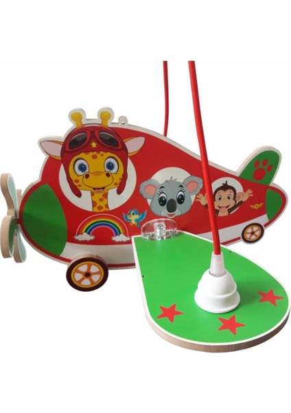 Renkli Ahşap Uçak Zürafa Çocuk Odası Aydınlatması modelleri