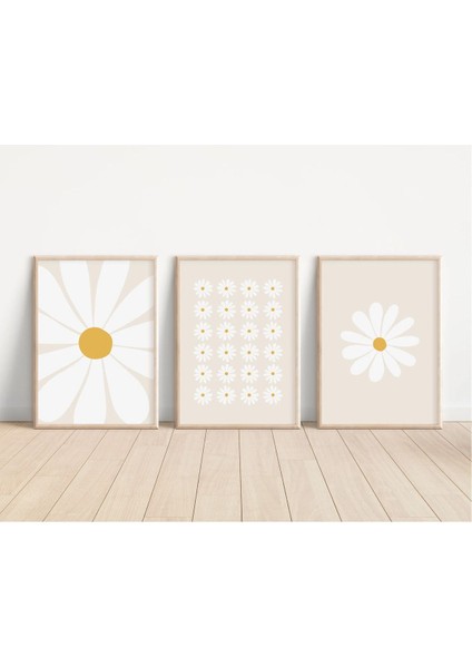 Kahverengi Ahşap Çerçeveli 3'lü Soyut Duvar Dekoru, Şık ve Modern Tasarım.