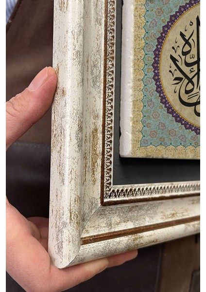 Renkli Taşlı Çerçeveli Tablo, 30X30 Cm, Vav Hat Sanatı Duvar Dekoru indirimleri