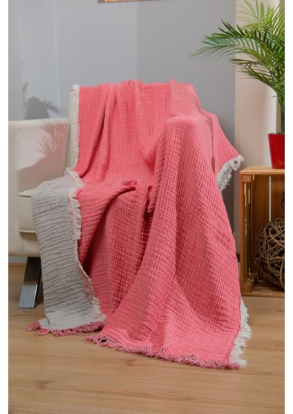 Müslin 4 Katlı Koltuk Şalı Tv Battaniyesi 130 x 200 cm Çift Renk fiyatları