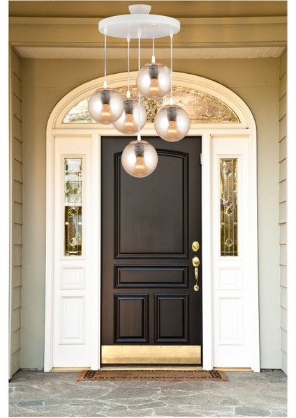 Şık Beyaz Sarkıt Tepsi 5'li Bal Glop Top Camlı Düz Aşağı Avize modelleri