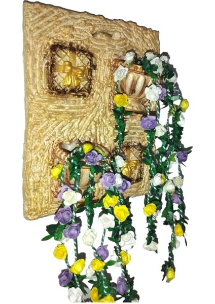 Renkli Çiçekli Altın Balkon ve Duvar Dekoru, Şık ve Hediye Seçeneği