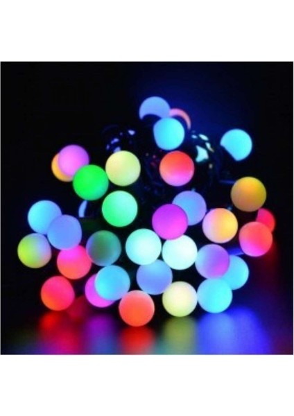 Yılbaşı 5 mt Fişli LED Top Dekor Siyah Kablo Renkli Işıklar
