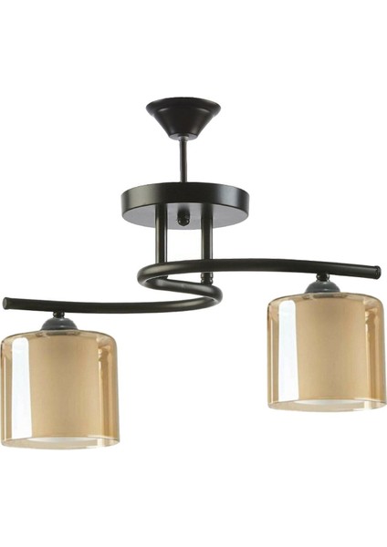 Modern Bal Rengi Çift Camlı Siyah Avize, Salon, Mutfak ve Yatak Odası Için 2'li Set