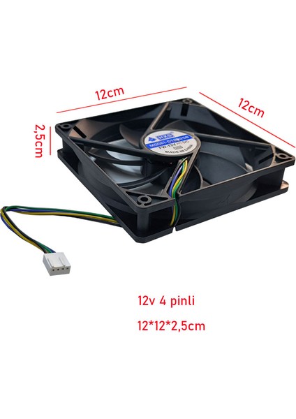 12CM 12V 4 Pinli Fan 12CM x 12CM x 2.5cm 4 Pinli Dc 12VOLT Fan fırsatları