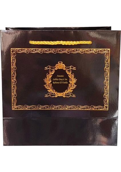 Siyah Karton Hediyelik Çanta Gold Yaldızlı Isme Özel 20X20X10 cm -10 Adet Mevlüt Bebek Sünnet Doğum