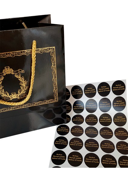 Siyah Karton Hediyelik Çanta Gold Yaldızlı Isme Özel 20X20X10 cm -10 Adet Mevlüt Bebek Sünnet Doğum fiyatları