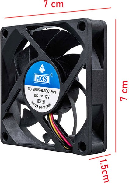 7cm 12V 3 Pinli Kasa Fanı 7cm x 7cm x 1.5cm 2 Pimli Dc 12VOLT Fan modelleri