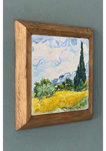 Renkli Doğaltaş Tablo 28X28 Cm, Masif Çerçeve, Sanat ve Dekor Için Şık Seçenek fiyatları