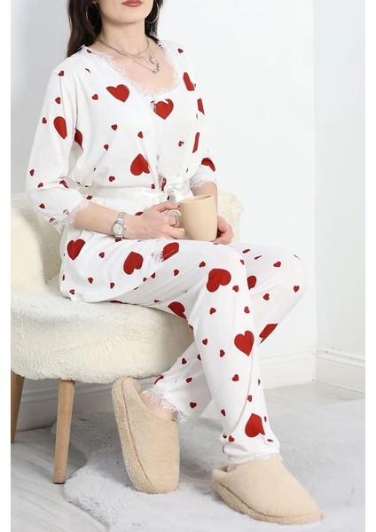 Seka Pegasus Üçlü Pijama Takımı Beyazkırmızı1 - 70044.1048.