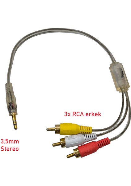 3.5mm Stereo Erkek To 3x Rca Erkek Kablo 30CM fırsatları