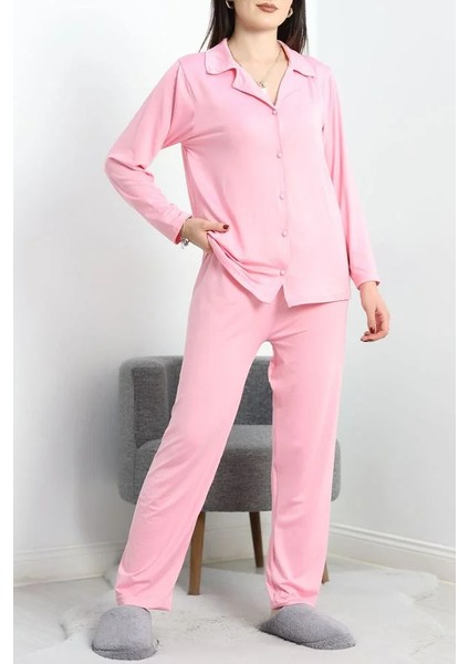 Seka Milan Düğmeli Pijama Takımı Pembe - 50728.1929.
