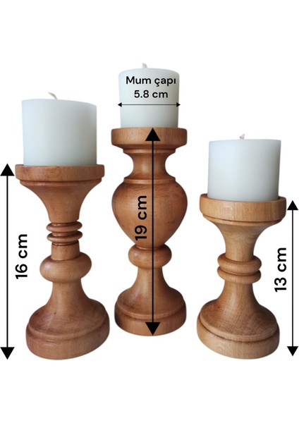 3'lü Renkli Ahşap Dekoratif Şamdan Mumluk Aksesuar fırsatları
