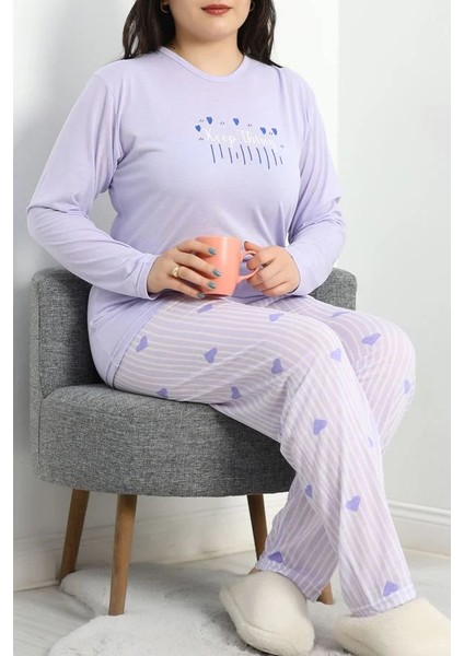 Seka Viskon Büyük Beden Pijama Takımı Lila - 50727.1049.