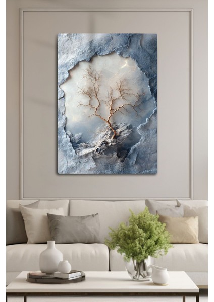 3D Kabartmalı, Parlak Çok Renkli Dekoratif Tablo, Mermer, Dal ve Ağaç Detaylarıyla fiyatları